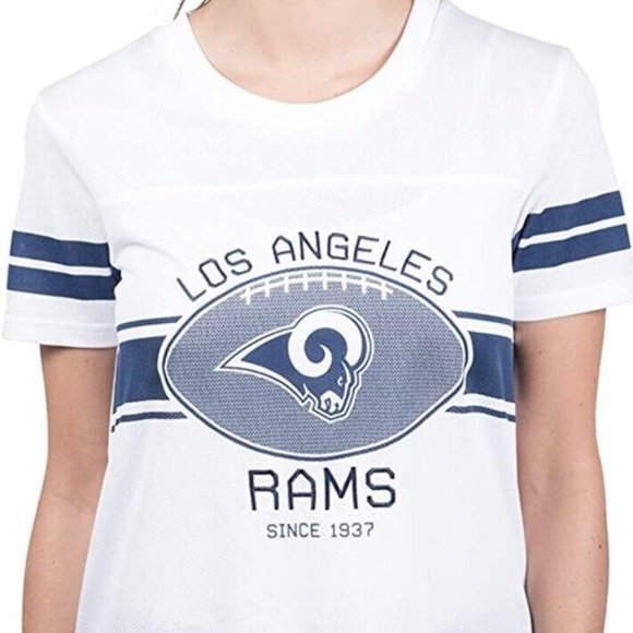 NFL Tops - NWT NFL WOMEN'S SOFT MESH LARGE JERSEY WHITE T-SHIRT - LOS ANGELES RAMS